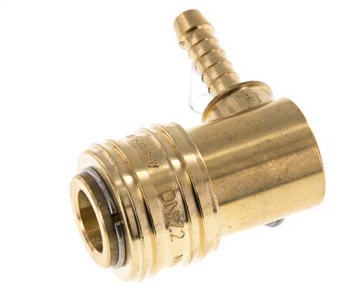 Brass DN 7.2 (Euro) Air Coupling Socket 6 mm Hose Pillar 90-deg