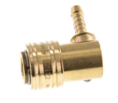 Brass DN 7.2 (Euro) Air Coupling Socket 6 mm Hose Pillar 90-deg