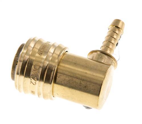 Brass DN 7.2 (Euro) Air Coupling Socket 6 mm Hose Pillar 90-deg