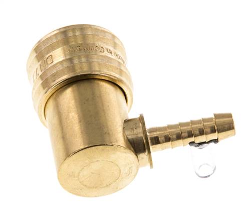 Brass DN 7.2 (Euro) Air Coupling Socket 6 mm Hose Pillar 90-deg