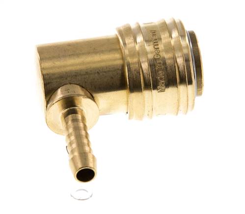 Brass DN 7.2 (Euro) Air Coupling Socket 6 mm Hose Pillar 90-deg