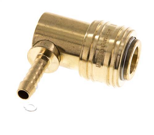 Brass DN 7.2 (Euro) Air Coupling Socket 6 mm Hose Pillar 90-deg