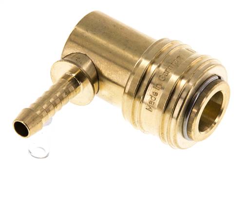 Brass DN 7.2 (Euro) Air Coupling Socket 6 mm Hose Pillar 90-deg