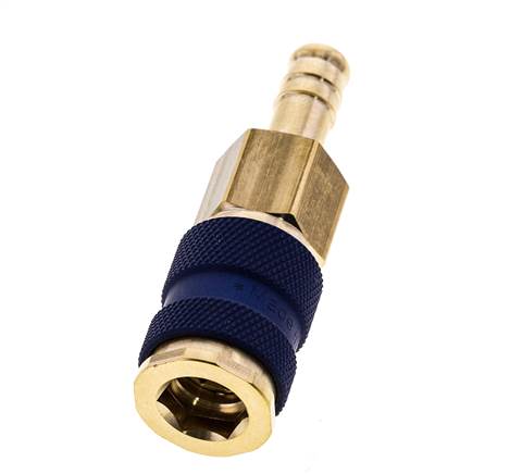 Brass DN 7.2 (Euro) Blue-Coded Air Coupling Socket 9 mm Hose Pillar