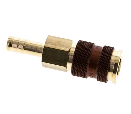Brass DN 7.2 (Euro) Brown-Coded Air Coupling Socket 9 mm Hose Pillar