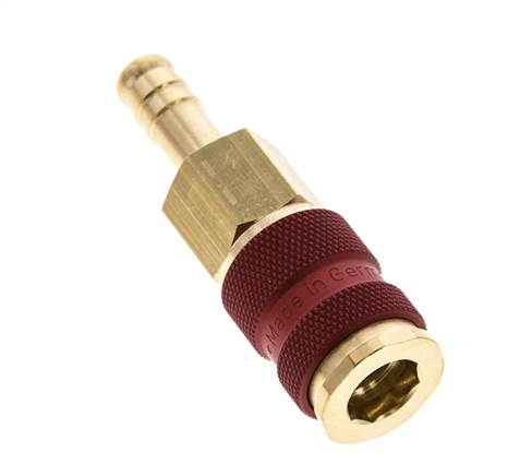 Brass DN 7.2 (Euro) Red-Coded Air Coupling Socket 9 mm Hose Pillar