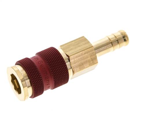 Brass DN 7.2 (Euro) Red-Coded Air Coupling Socket 9 mm Hose Pillar