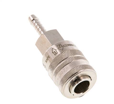 Nickel-plated Brass DN 7.8 Safety Air Coupling Socket 6 mm Hose Pillar