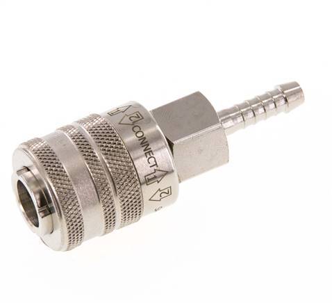 Nickel-plated Brass DN 7.8 Safety Air Coupling Socket 6 mm Hose Pillar