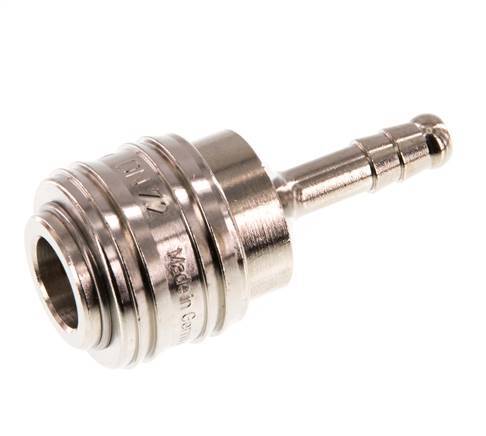 Nickel-plated Brass DN 7.2 (Euro) Air Coupling Socket 6 mm Hose Pillar Double Shut-Off