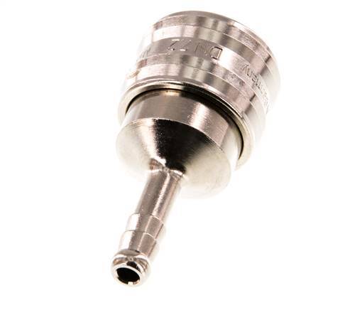 Nickel-plated Brass DN 7.2 (Euro) Air Coupling Socket 6 mm Hose Pillar Double Shut-Off