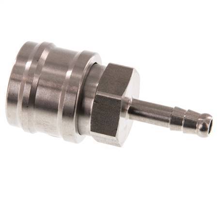 Stainless steel DN 7.2 (Euro) Air Coupling Socket 6 mm Hose Pillar