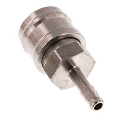 Stainless steel DN 7.2 (Euro) Air Coupling Socket 6 mm Hose Pillar