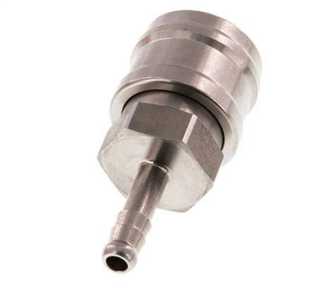 Stainless steel DN 7.2 (Euro) Air Coupling Socket 6 mm Hose Pillar