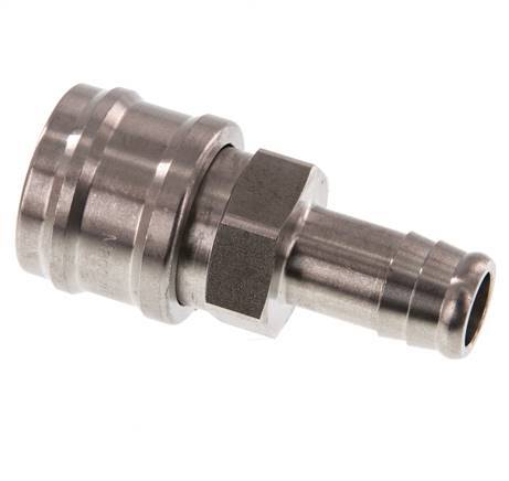 Stainless steel DN 7.2 (Euro) Air Coupling Socket 13 mm Hose Pillar Double Shut-Off
