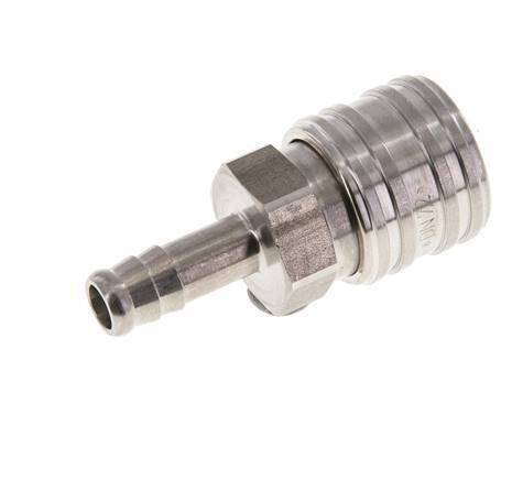 Stainless steel DN 7.2 (Euro) Air Coupling Socket 8 mm Hose Pillar Double Shut-Off