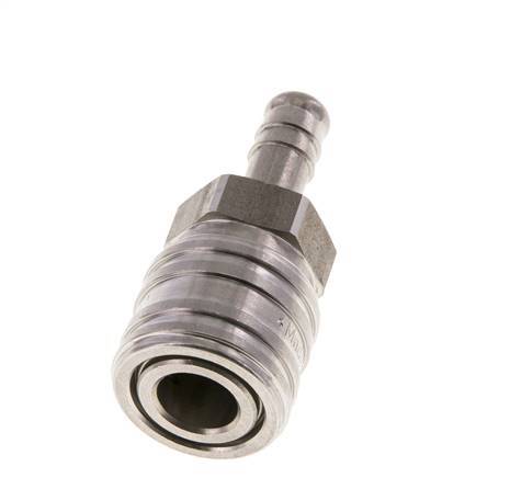 Stainless steel DN 7.2 (Euro) Air Coupling Socket 8 mm Hose Pillar Double Shut-Off