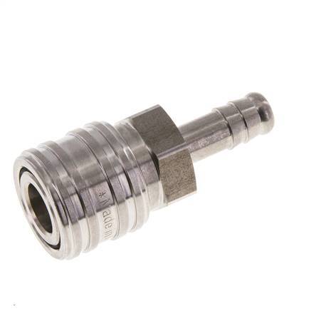 Stainless steel DN 7.2 (Euro) Air Coupling Socket 8 mm Hose Pillar Double Shut-Off