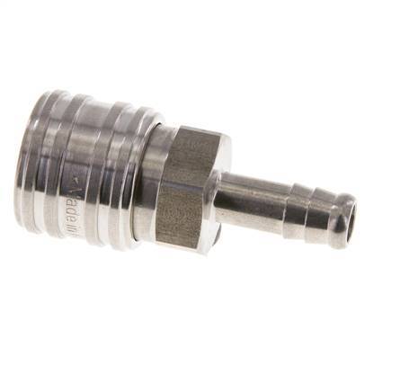 Stainless steel DN 7.2 (Euro) Air Coupling Socket 8 mm Hose Pillar Double Shut-Off