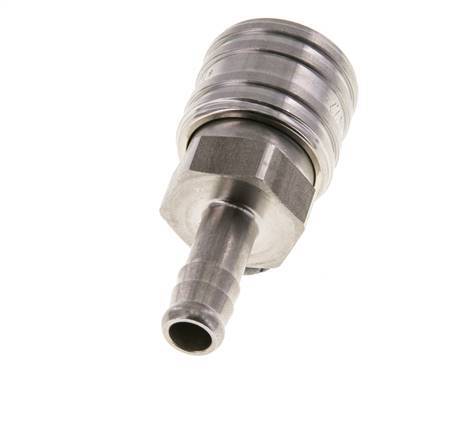 Stainless steel DN 7.2 (Euro) Air Coupling Socket 8 mm Hose Pillar Double Shut-Off