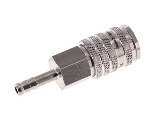 Stainless steel DN 7.8 Air Coupling Socket 6 mm Hose Pillar Double Shut-Off