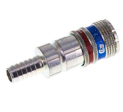 Steel/brass DN 7.6 (7.2 Euro) Safety Air Coupling Socket 10 mm Hose Pillar