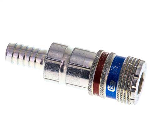 Steel/brass DN 7.6 (7.2 Euro) Safety Air Coupling Socket 10 mm Hose Pillar