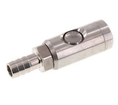 Stainless Steel 316L DN 7.4 Safety Air Coupling Socket With Push Button 13 mm Hose Pillar