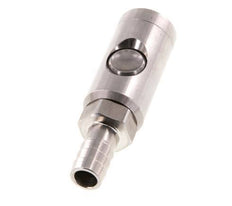 Stainless Steel 316L DN 7.4 Safety Air Coupling Socket With Push Button 13 mm Hose Pillar