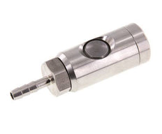 Stainless Steel 316L DN 7.4 Safety Air Coupling Socket With Push Button 6 mm Hose Pillar