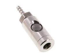 Stainless Steel 316L DN 7.4 Safety Air Coupling Socket With Push Button 6 mm Hose Pillar