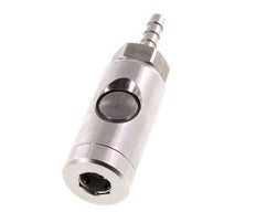 Stainless Steel 316L DN 7.4 Safety Air Coupling Socket With Push Button 6 mm Hose Pillar