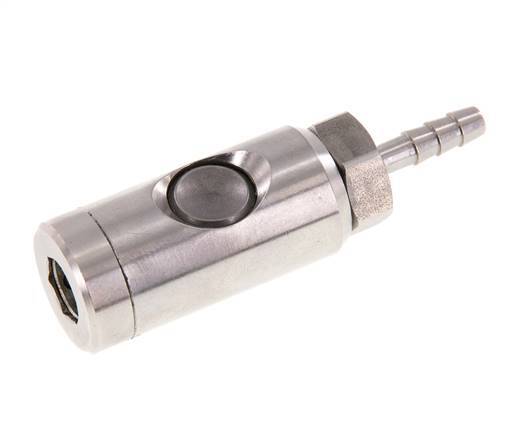 Stainless Steel 316L DN 7.4 Safety Air Coupling Socket With Push Button 6 mm Hose Pillar