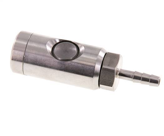 Stainless Steel 316L DN 7.4 Safety Air Coupling Socket With Push Button 6 mm Hose Pillar