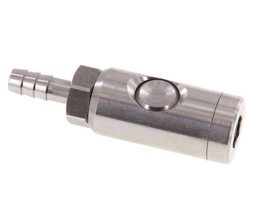 Stainless Steel 316L DN 7.4 Safety Air Coupling Socket With Push Button 9 mm Hose Pillar