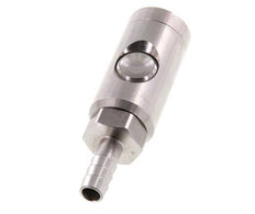 Stainless Steel 316L DN 7.4 Safety Air Coupling Socket With Push Button 9 mm Hose Pillar