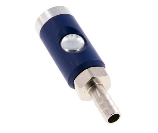 Hardened steel DN 7.4 Safety Air Coupling Socket with Push Button 10 mm Hose Pillar