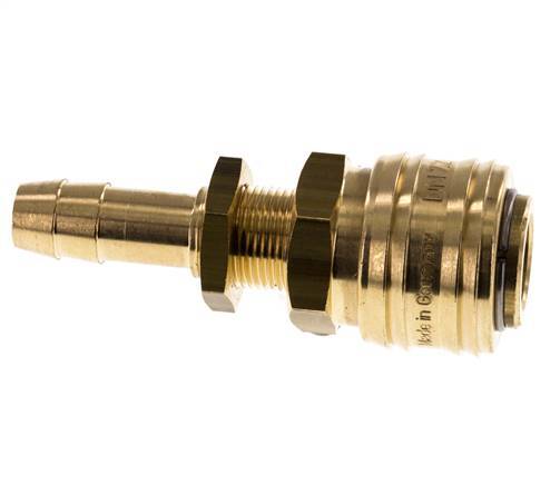 Brass DN 7.2 (Euro) Air Coupling Socket 10 mm Hose Pillar Bulkhead