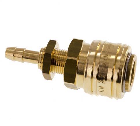 Brass DN 7.2 (Euro) Air Coupling Socket 6 mm Hose Pillar Bulkhead