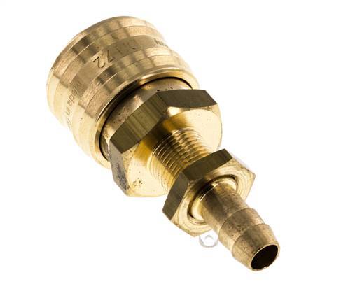 Brass DN 7.2 (Euro) Air Coupling Socket 8 mm Hose Pillar Bulkhead