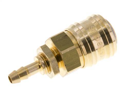 Brass DN 7.2 (Euro) Air Coupling Socket 6 mm Hose Pillar Bulkhead Double Shut-Off