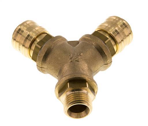 Brass DN 7.2 (Euro) Air Coupling Socket G 1/2 inch Male Wall-Mount 2-way