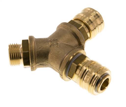 Brass DN 7.2 (Euro) Air Coupling Socket G 1/2 inch Male Wall-Mount 2-way