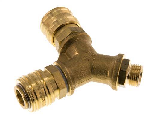 Brass DN 7.2 (Euro) Air Coupling Socket G 3/8 inch Male Wall-Mount 2-way