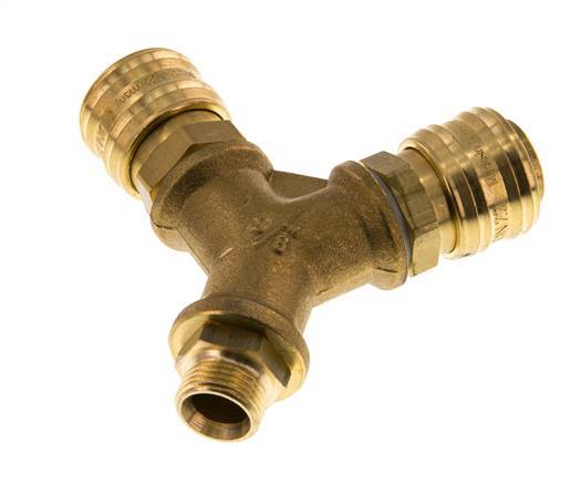 Brass DN 7.2 (Euro) Air Coupling Socket G 3/8 inch Male Wall-Mount 2-way