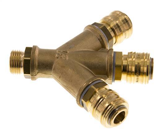 Brass DN 7.2 (Euro) Air Coupling Socket G 1/2 inch Male Wall-Mount 3-way