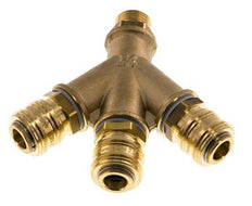 Brass DN 7.2 (Euro) Air Coupling Socket G 1/2 inch Male Wall-Mount 3-way