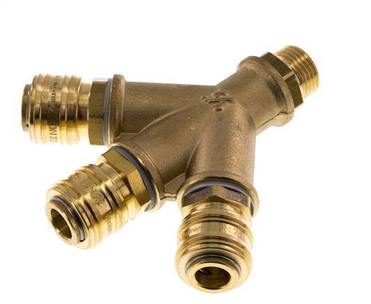 Brass DN 7.2 (Euro) Air Coupling Socket G 1/2 inch Male Wall-Mount 3-way