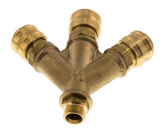 Brass DN 7.2 (Euro) Air Coupling Socket G 3/8 inch Male Wall-Mount 3-way