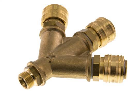 Brass DN 7.2 (Euro) Air Coupling Socket G 3/8 inch Male Wall-Mount 3-way